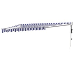 Auvent rétractable automatique bleu et blanc 3x2,5 m 