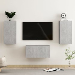 Ensemble de meubles TV 3 pcs Gris béton Bois d'ingénierie 