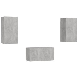 Ensemble de meubles TV 3 pcs Gris béton Bois d'ingénierie 