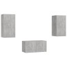 Ensemble de meubles TV 3 pcs Gris béton Bois d'ingénierie 