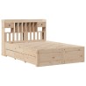 Lit bibliothèque sans matelas 160x200 cm bois massif de pin 