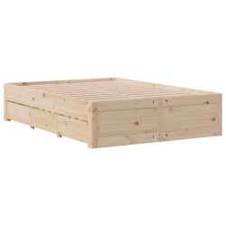 Lit bibliothèque sans matelas 160x200 cm bois massif de pin 