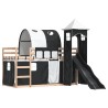 Lit superposé sans matelas avec toboggan blanc noir 90x200 cm 