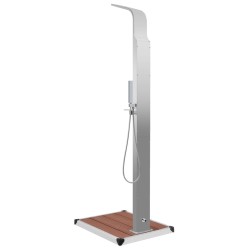 Douche d'extérieur avec receveur de douche WPC Acier inoxydable 