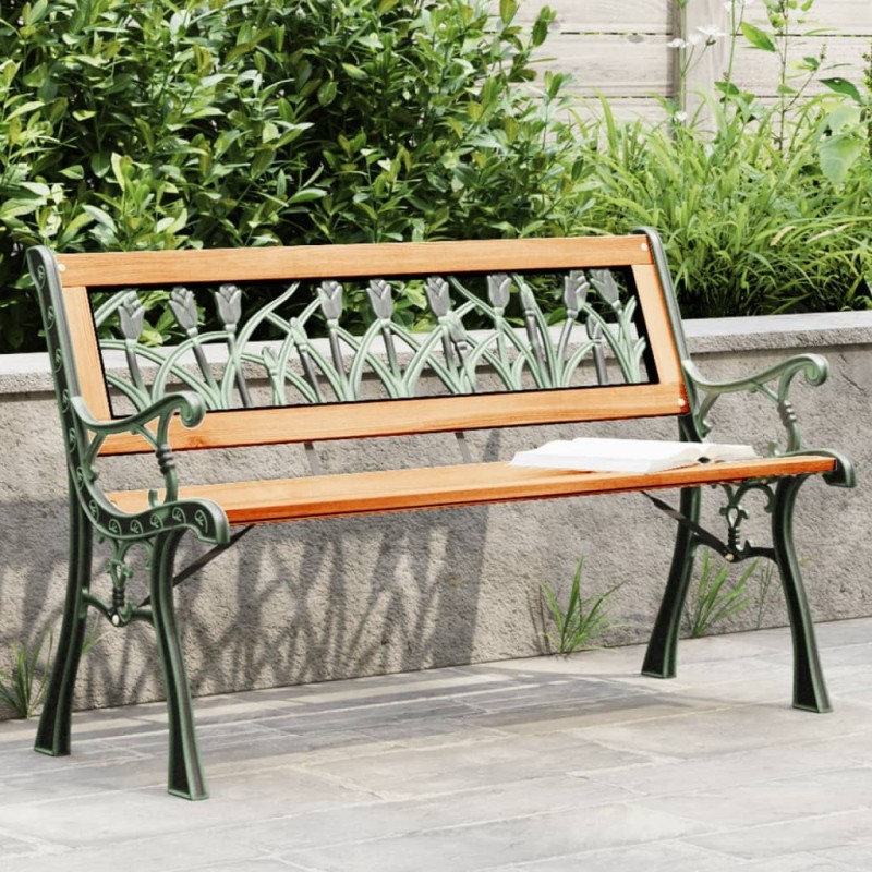 Banc de jardin 116 cm bois de sapin massif et acier Banc de jardin 116 cm bois de sapin massif et acier