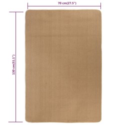 Tapis en jute avec support en latex 70 x 130 cm Naturel 