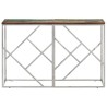 Table console argenté acier inoxydable/bois massif récupération 