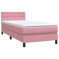 Sommier à lattes de lit avec matelas rose 90x210 cm velours 