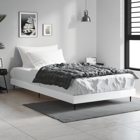 Cadre de lit sans matelas blanc brillant 90x190 cm 