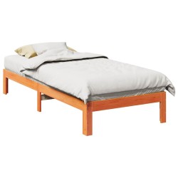 Cadre de lit sans matelas cire marron 90x200 cm bois pin massif 