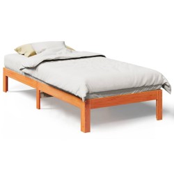 Cadre de lit sans matelas cire marron 90x200 cm bois pin massif 