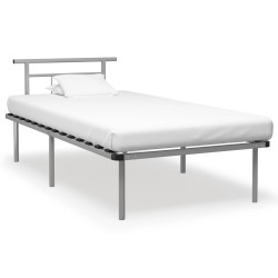 Cadre de lit sans matelas gris métal 100x200 cm 