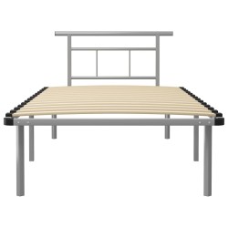 Cadre de lit sans matelas gris métal 100x200 cm 