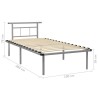 Cadre de lit sans matelas gris métal 100x200 cm 