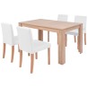Table et chaises 5 pcs Cuir synthétique Chêne Couleur crème 