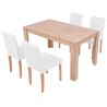 Table et chaises 5 pcs Cuir synthétique Chêne Couleur crème 