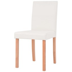 Table et chaises 5 pcs Cuir synthétique Chêne Couleur crème 