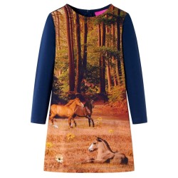 Robe pour enfants à manches longues bleu marine 140 