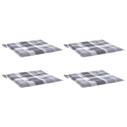 Coussins de chaise de jardin lot de 4 carreaux gris 40x40x3 cm 