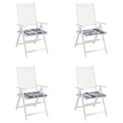 Coussins de chaise de jardin lot de 4 carreaux gris 40x40x3 cm 