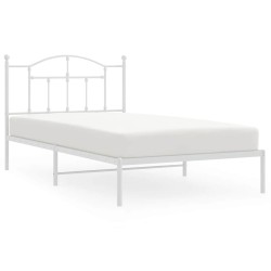 Cadre de lit métal sans matelas et tête de lit blanc 100x200 cm 