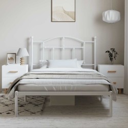 Cadre de lit métal sans matelas et tête de lit blanc 100x200 cm 