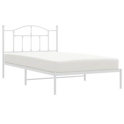 Cadre de lit métal sans matelas et tête de lit blanc 100x200 cm 