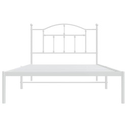 Cadre de lit métal sans matelas et tête de lit blanc 100x200 cm 