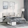 Cadre de lit métal sans matelas avec tête de lit noir 135x190cm 