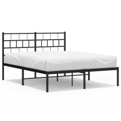 Cadre de lit métal sans matelas avec tête de lit noir 135x190cm 