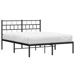 Cadre de lit métal sans matelas avec tête de lit noir 135x190cm 