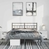Cadre de lit métal sans matelas avec tête de lit noir 135x190cm 