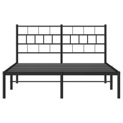 Cadre de lit métal sans matelas avec tête de lit noir 135x190cm 