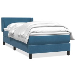 Sommier à lattes de lit et matelas bleu foncé 90x220 cm velours 