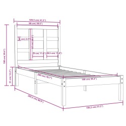 Cadre de lit sans matelas 100x200 cm bois massif 