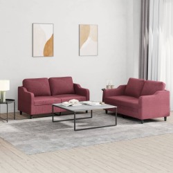 Ensemble de canapés 2 pcs avec coussins Rouge bordeaux Tissu 