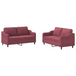 Ensemble de canapés 2 pcs avec coussins Rouge bordeaux Tissu 