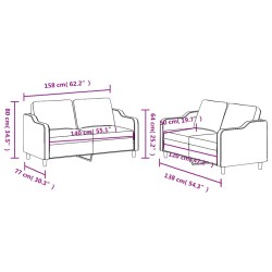 Ensemble de canapés 2 pcs avec coussins Rouge bordeaux Tissu 