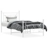 Cadre de lit métal sans matelas et pied de lit blanc 100x190 cm 