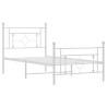 Cadre de lit métal sans matelas et pied de lit blanc 100x190 cm 