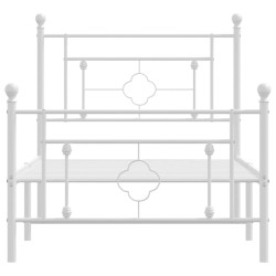 Cadre de lit métal sans matelas et pied de lit blanc 100x190 cm 
