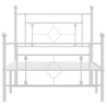 Cadre de lit métal sans matelas et pied de lit blanc 100x190 cm 