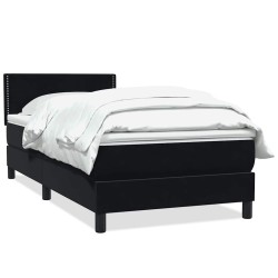 Sommier à lattes de lit avec matelas noir 100x210 cm velours 