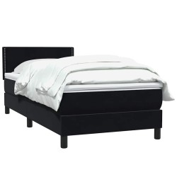 Sommier à lattes de lit avec matelas noir 100x210 cm velours 
