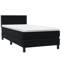 Sommier à lattes de lit avec matelas noir 100x210 cm velours 