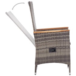 Ensemble à manger de jardin avec coussins 3 pcs Gris 