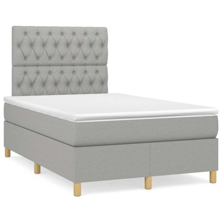 Sommier à lattes de lit et matelas gris clair 120x190 cm tissu 