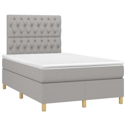 Sommier à lattes de lit et matelas gris clair 120x190 cm tissu 