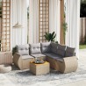 Salon de jardin avec coussins 6 pcs beige résine tressée 