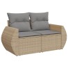 Salon de jardin avec coussins 6 pcs beige résine tressée 